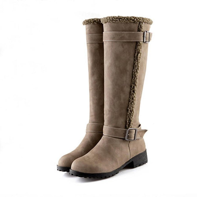 Plain  Flat  Round Toe  Casual Outdoor  Knee High Flat Boots