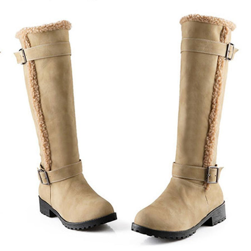 Plain  Flat  Round Toe  Casual Outdoor  Knee High Flat Boots