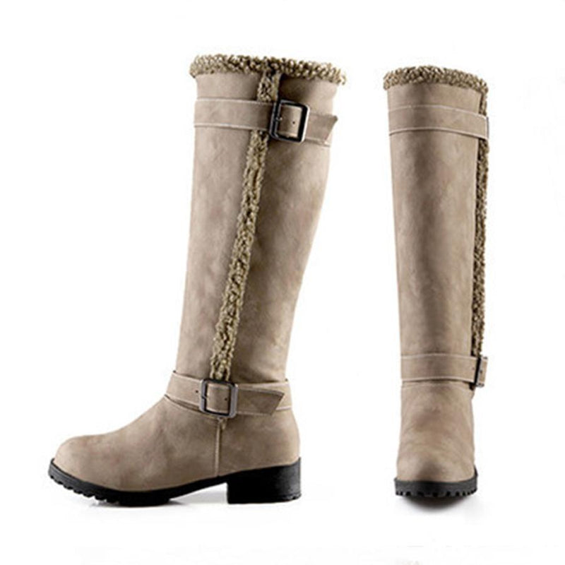 Plain  Flat  Round Toe  Casual Outdoor  Knee High Flat Boots