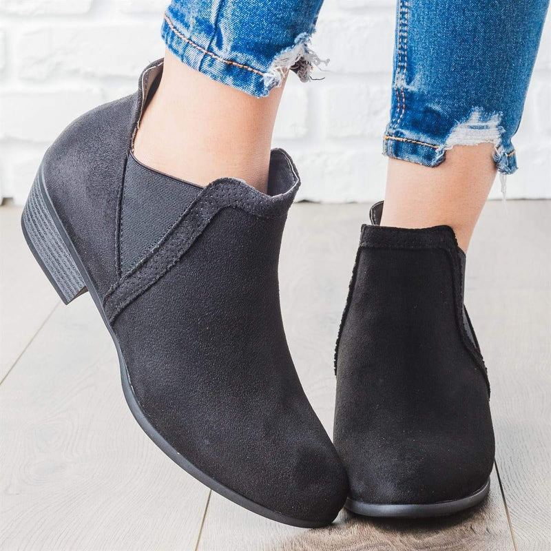 Fashion Square Low Heel Short Boots