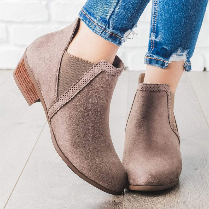 Fashion Square Low Heel Short Boots