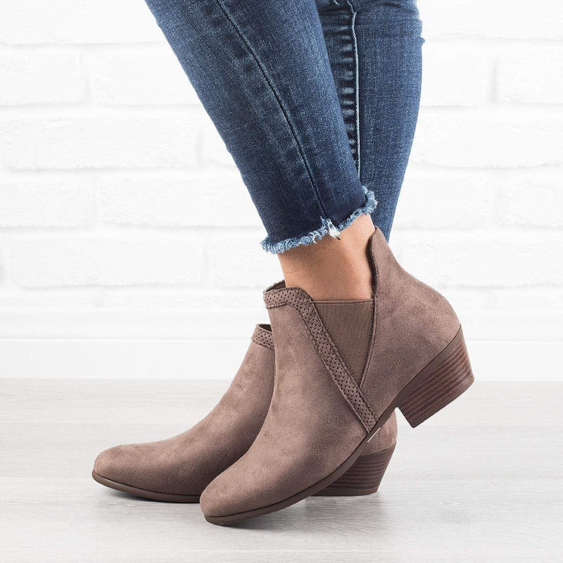 Fashion Square Low Heel Short Boots