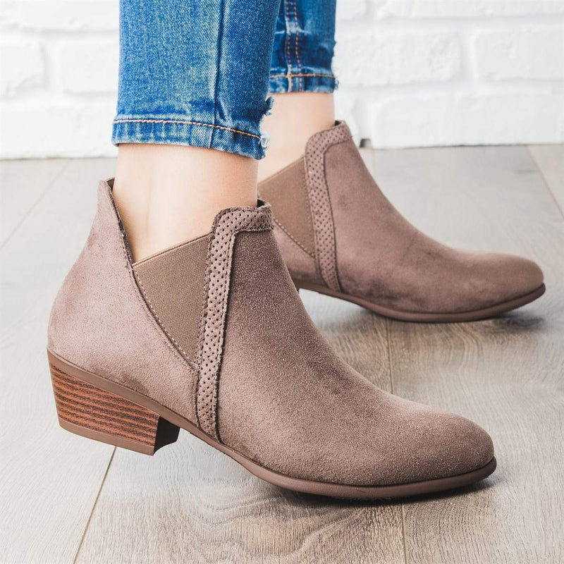 Fashion Square Low Heel Short Boots