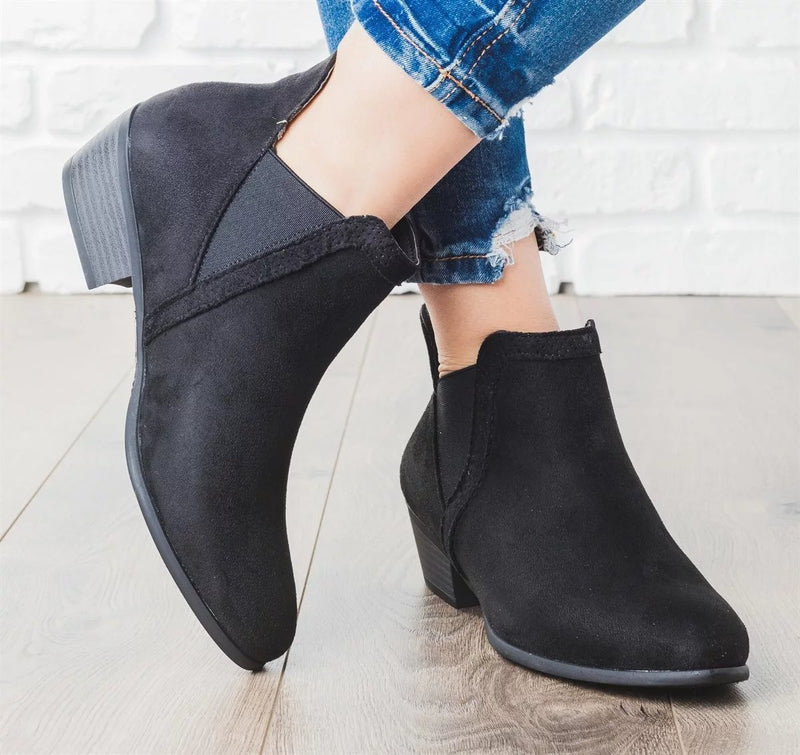 Fashion Square Low Heel Short Boots