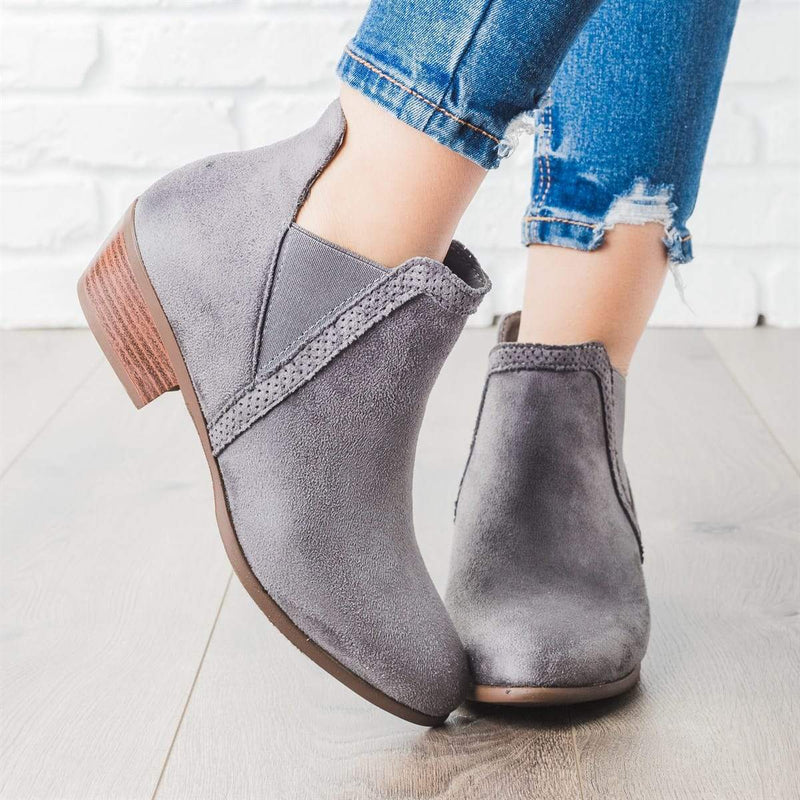 Fashion Square Low Heel Short Boots