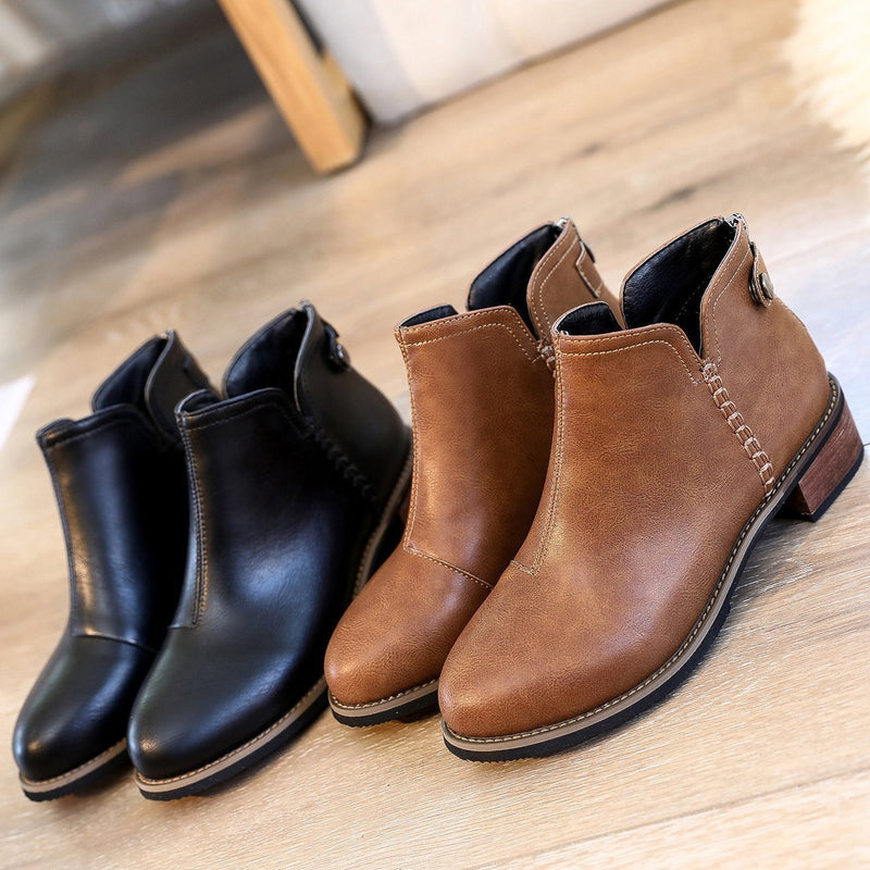 Fashion Retro Coarse Low Heel Chelsea Boots