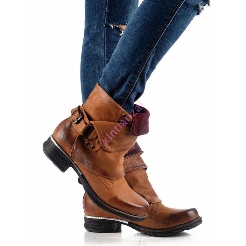 Stylish Women Retro Artificial PU Side Zipper Boots