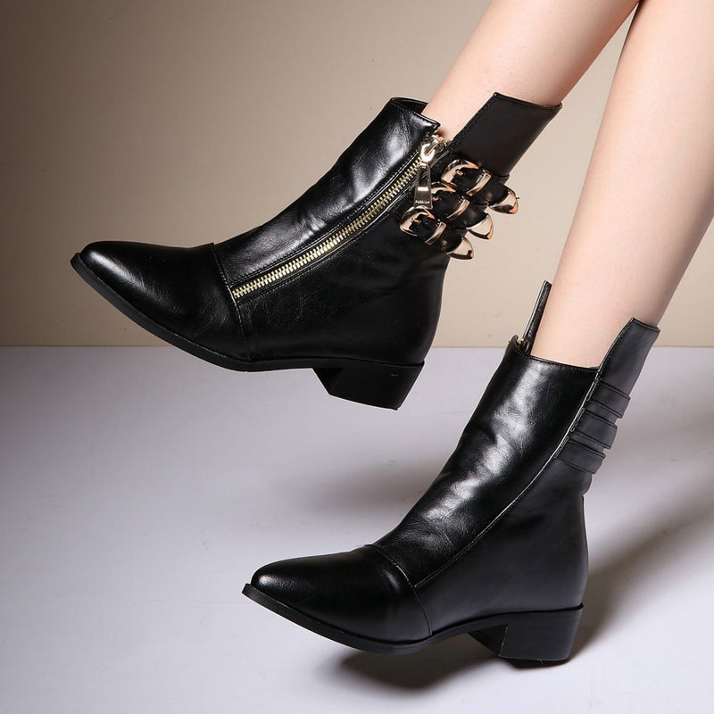 Fashion Retro Leather Short Boots