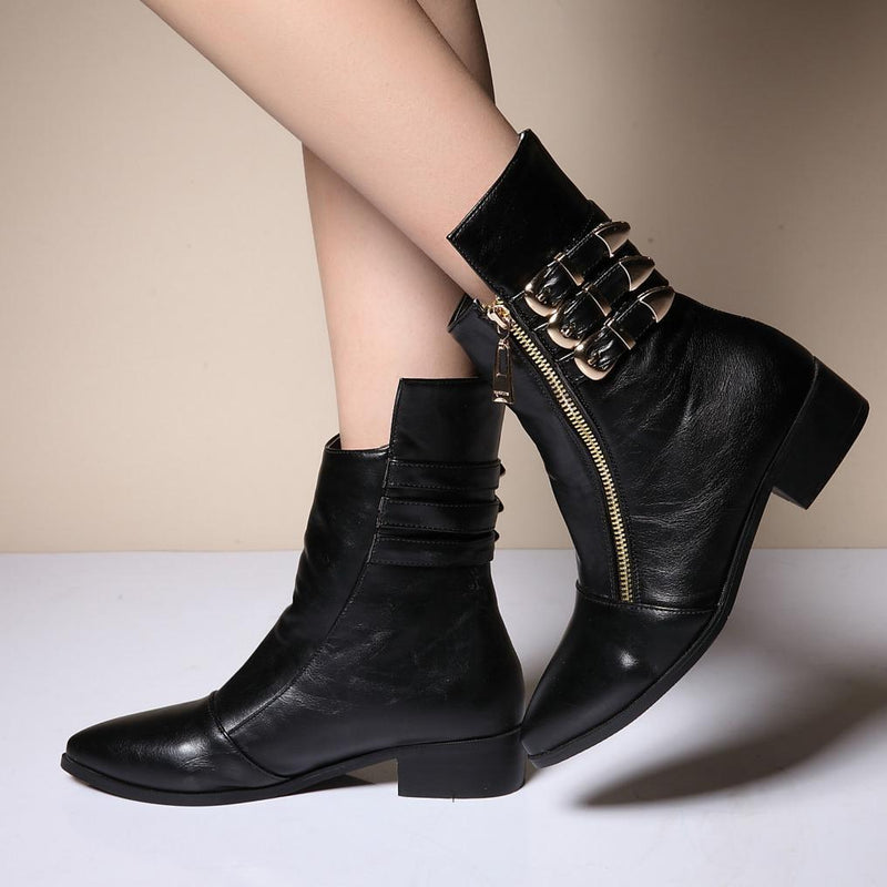 Fashion Retro Leather Short Boots