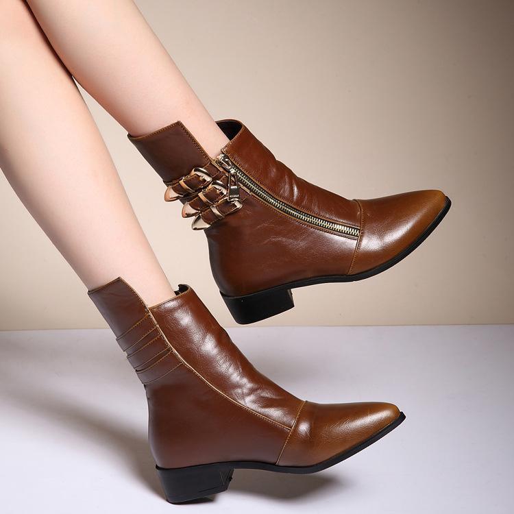 Fashion Retro Leather Short Boots