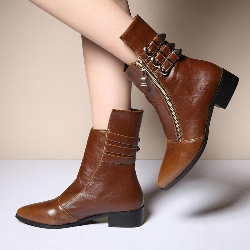 Fashion Retro Leather Short Boots