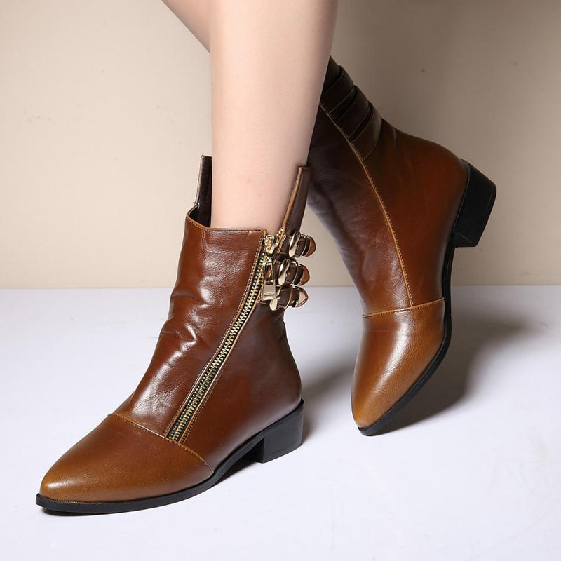 Fashion Retro Leather Short Boots