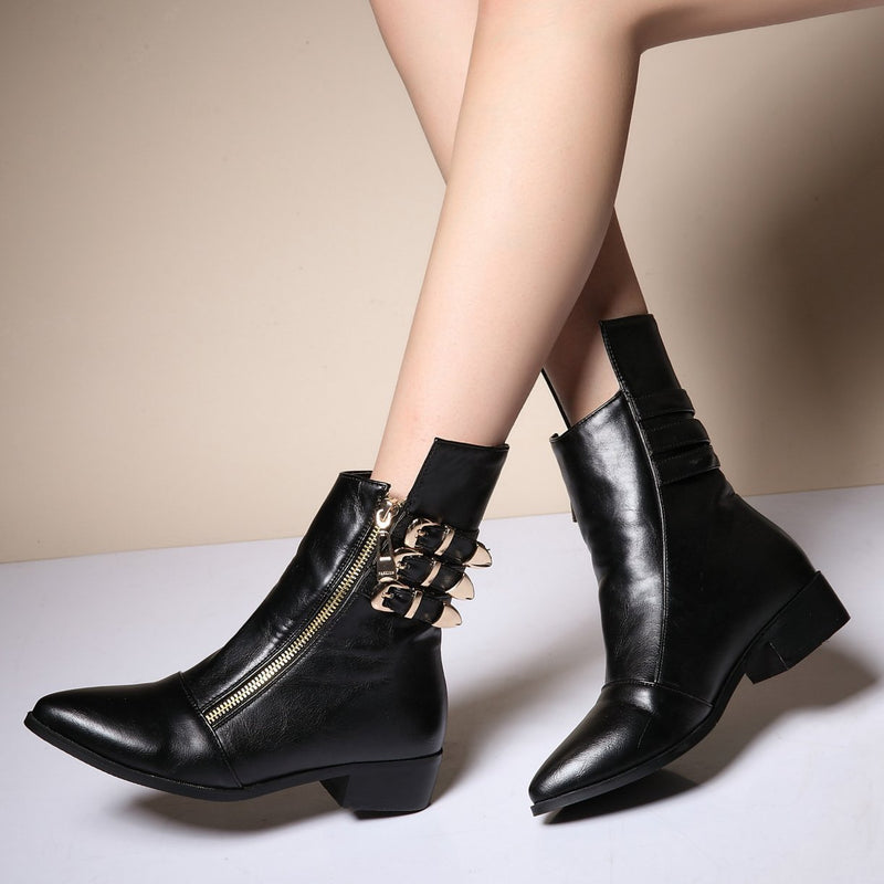 Fashion Retro Leather Short Boots