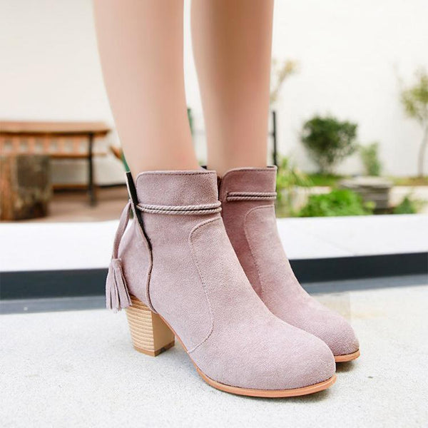 Fashion Tassels High Heel Short Boots