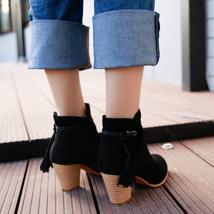 Fashion Tassels High Heel Short Boots