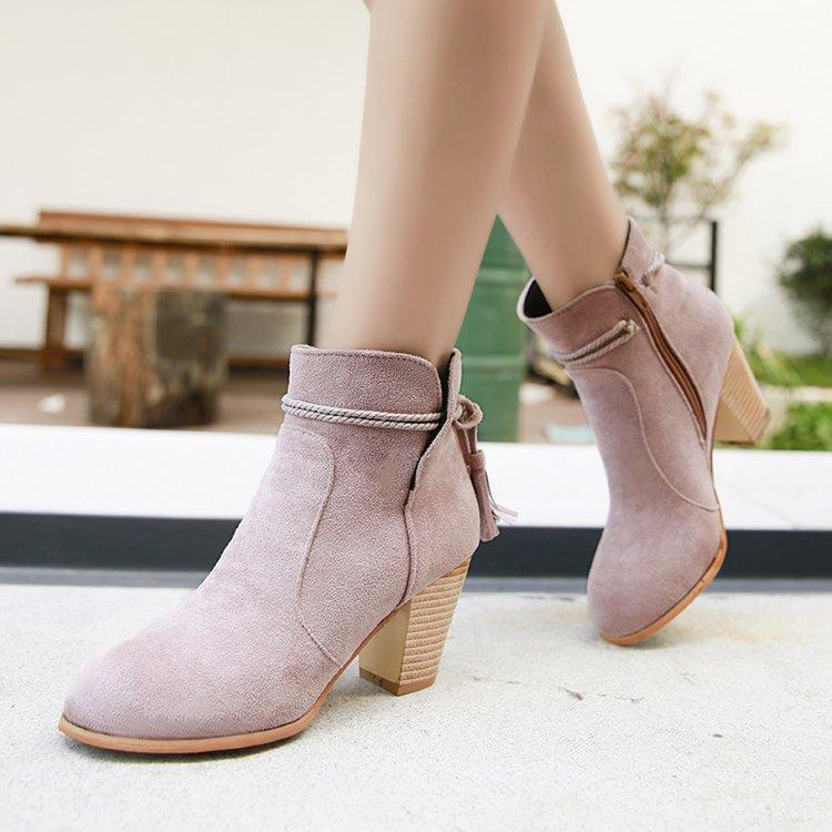 Fashion Tassels High Heel Short Boots