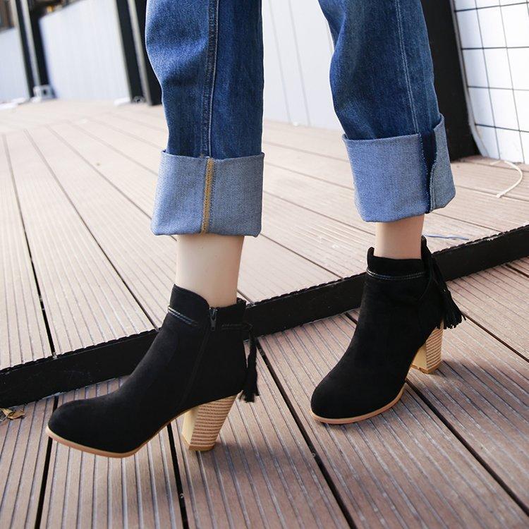 Fashion Tassels High Heel Short Boots