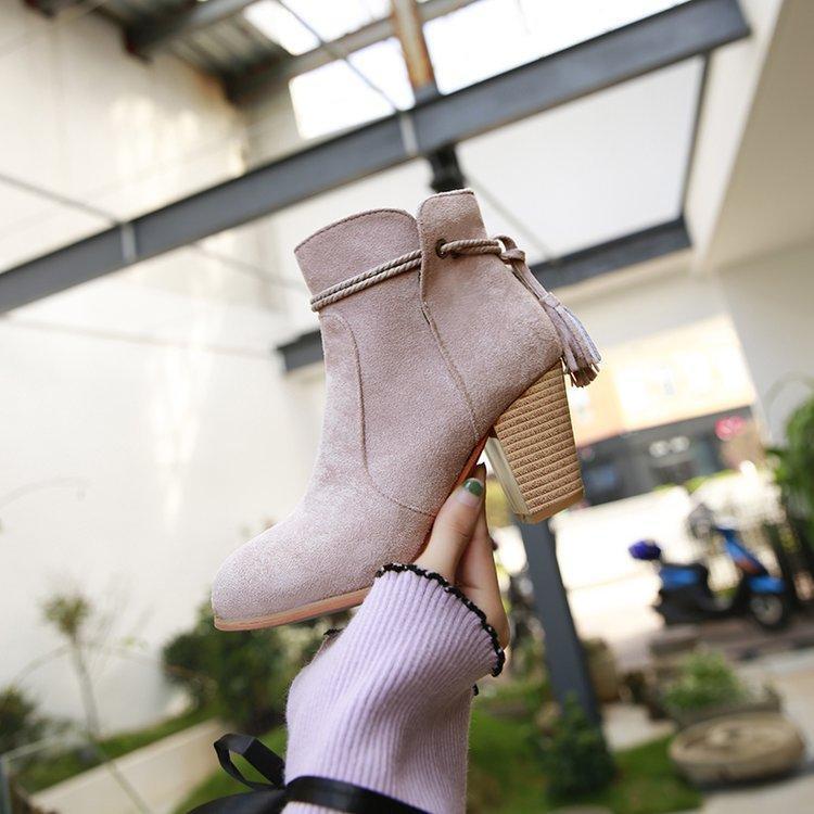 Fashion Tassels High Heel Short Boots