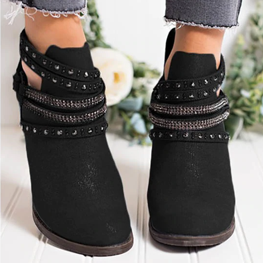 Elegant Women Point Toe Rhinestone Ankle Boots