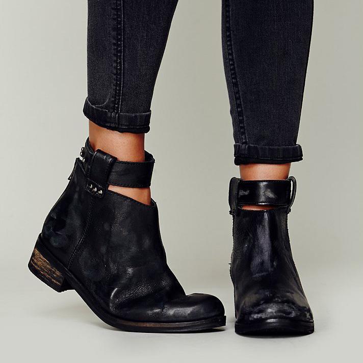 Stylish Fall Leather With Zipper Boots