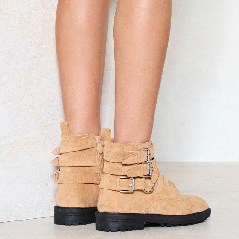 Simple Winter Plain Buckle Perfect Neutral Rivets Boots