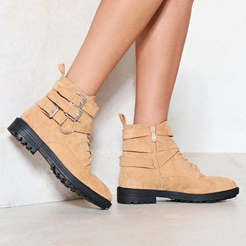 Simple Winter Plain Buckle Perfect Neutral Rivets Boots