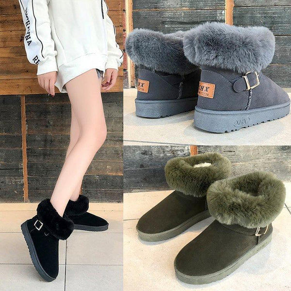 Lovely Plain Thicken Floss Padded Flat Snow Boots