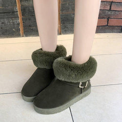 Lovely Plain Thicken Floss Padded Flat Snow Boots