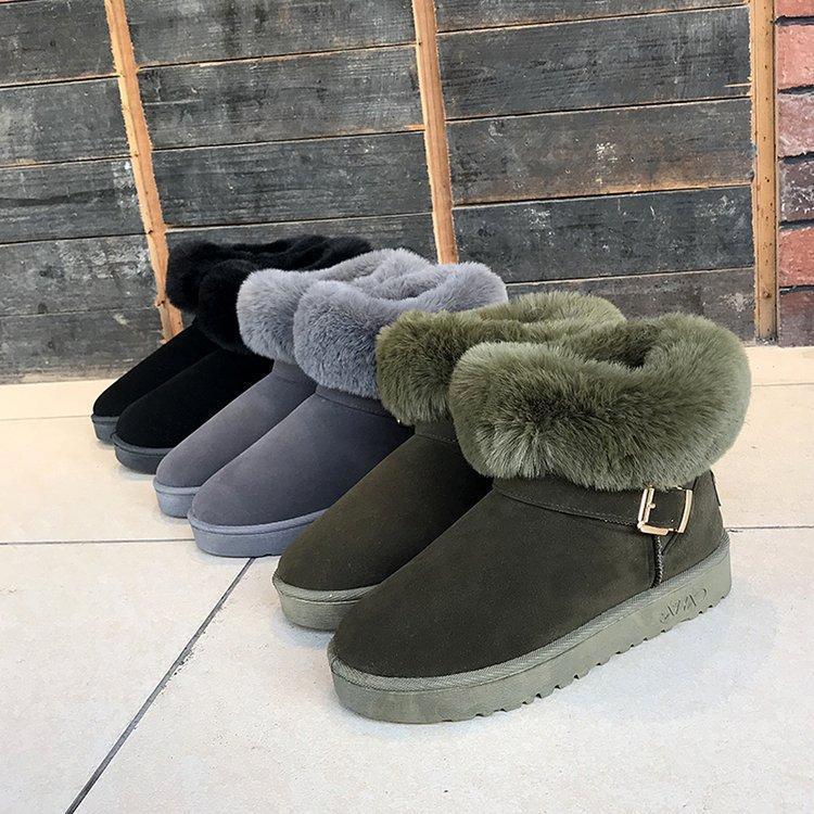 Lovely Plain Thicken Floss Padded Flat Snow Boots