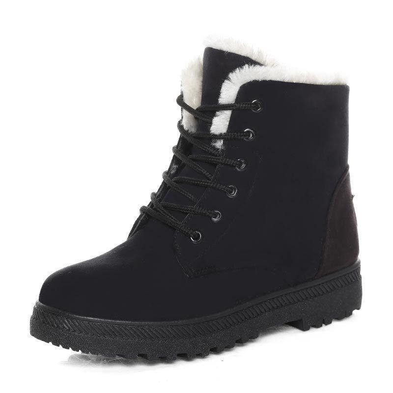 Fashion Round Head Plain Strappy Cotton Padded Snow Boots