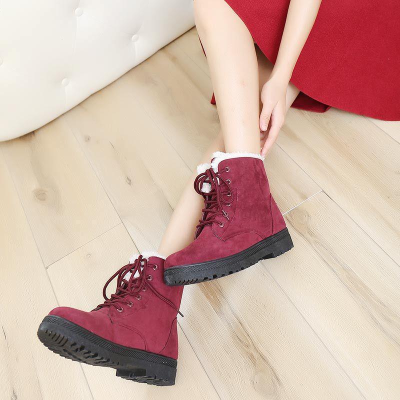 Fashion Round Head Plain Strappy Cotton Padded Snow Boots