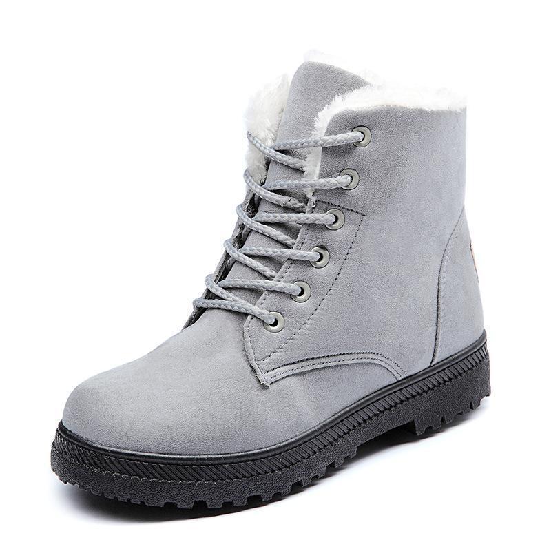 Fashion Round Head Plain Strappy Cotton Padded Snow Boots