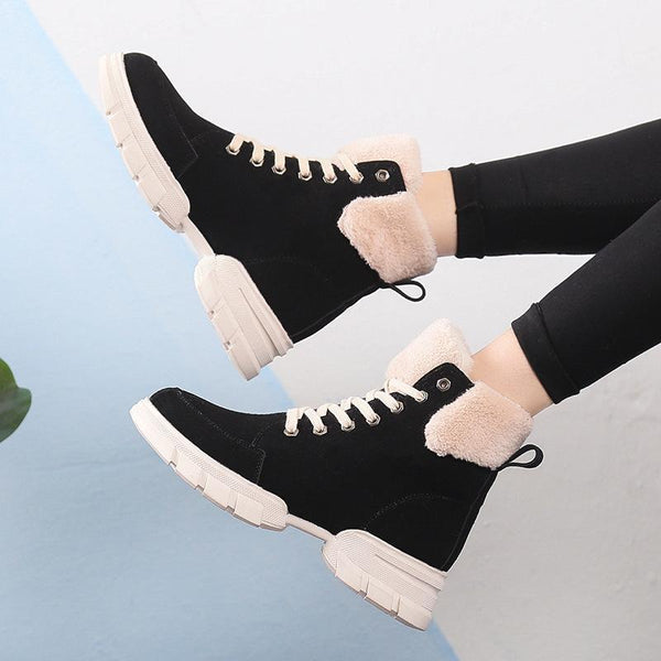 Ins Thicken Sole Strappy Cotton Padded High-Top Shoes