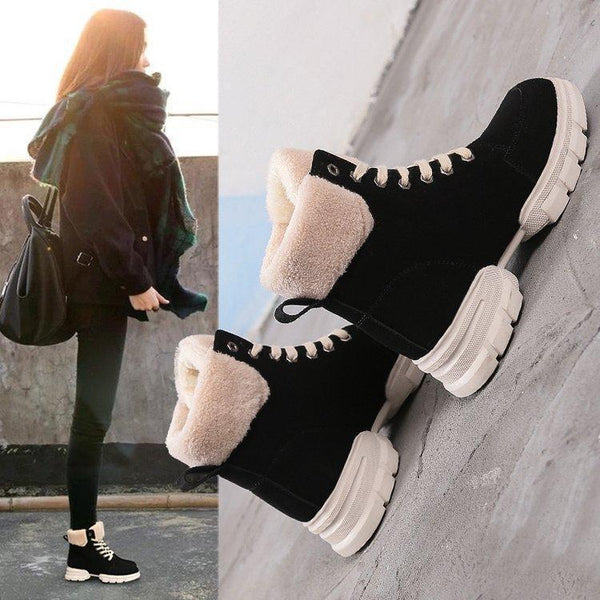 Ins Thicken Sole Strappy Cotton Padded High-Top Shoes