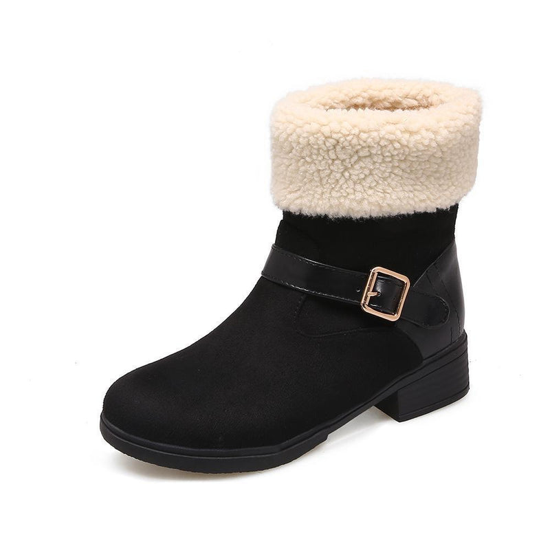 Casual Square Heel Round Head Plain Buckle Snow Boots