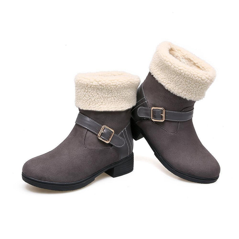 Casual Square Heel Round Head Plain Buckle Snow Boots