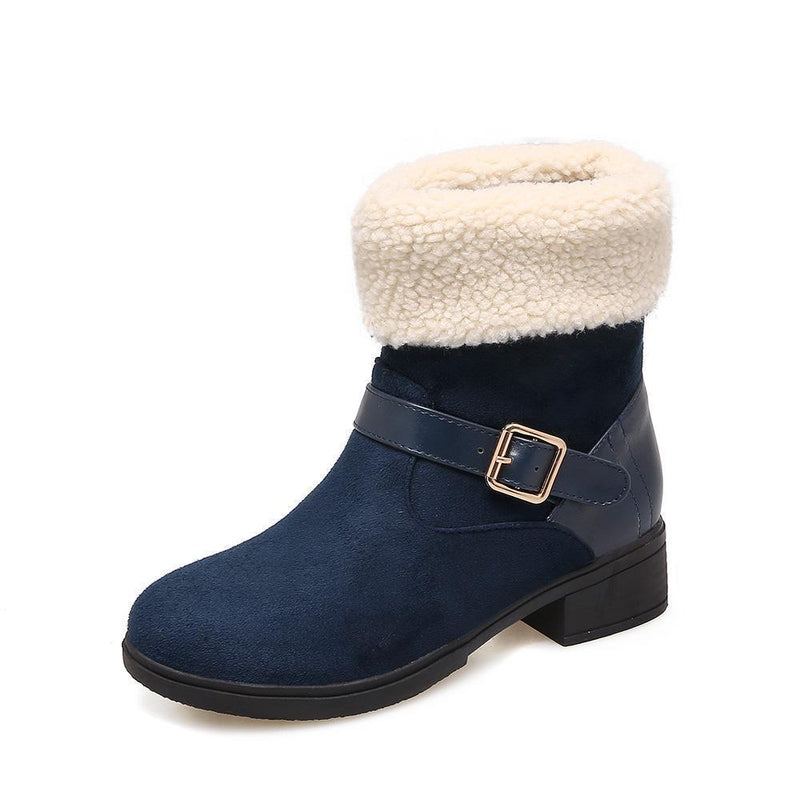 Casual Square Heel Round Head Plain Buckle Snow Boots