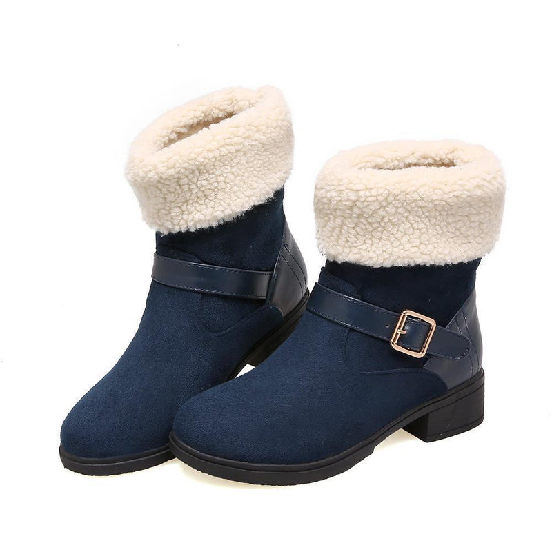 Casual Square Heel Round Head Plain Buckle Snow Boots