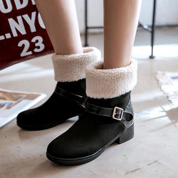 Casual Square Heel Round Head Plain Buckle Snow Boots