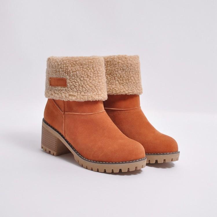 Fashion Plain Floss Winter Snow Boots