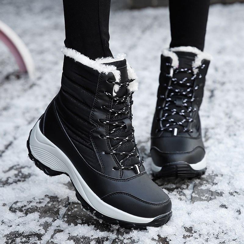 Lace-Up Waterproof Snow Boots Women's Tide Cotton Shoes