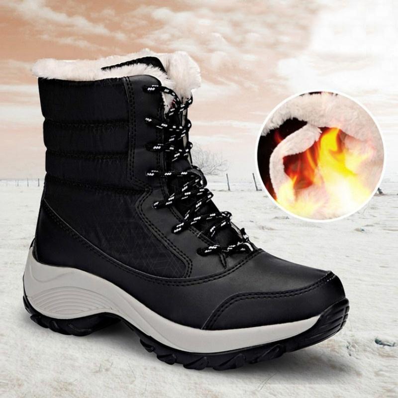 Lace-Up Waterproof Snow Boots Women's Tide Cotton Shoes