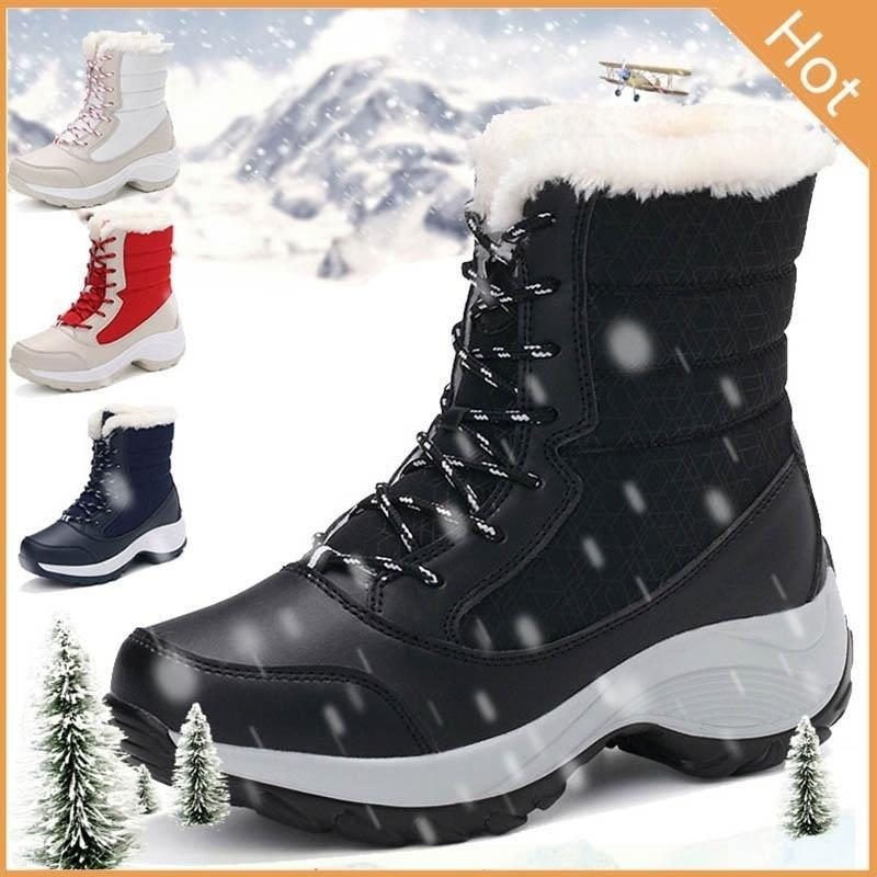 Lace-Up Waterproof Snow Boots Women's Tide Cotton Shoes