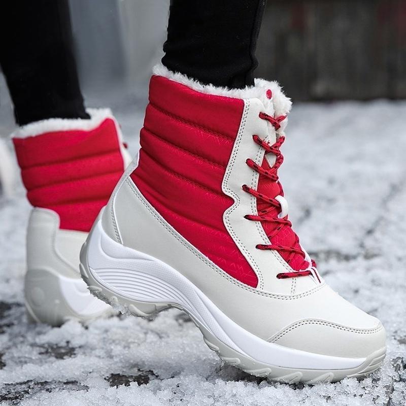 Lace-Up Waterproof Snow Boots Women's Tide Cotton Shoes