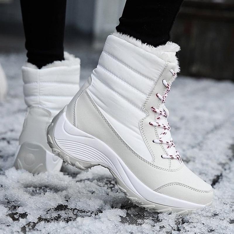 Lace-Up Waterproof Snow Boots Women's Tide Cotton Shoes