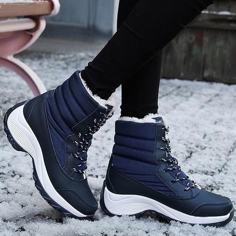 Lace-Up Waterproof Snow Boots Women's Tide Cotton Shoes