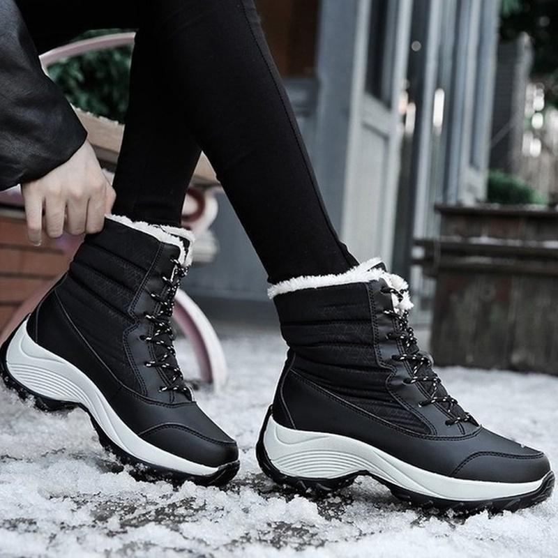 Lace-Up Waterproof Snow Boots Women's Tide Cotton Shoes