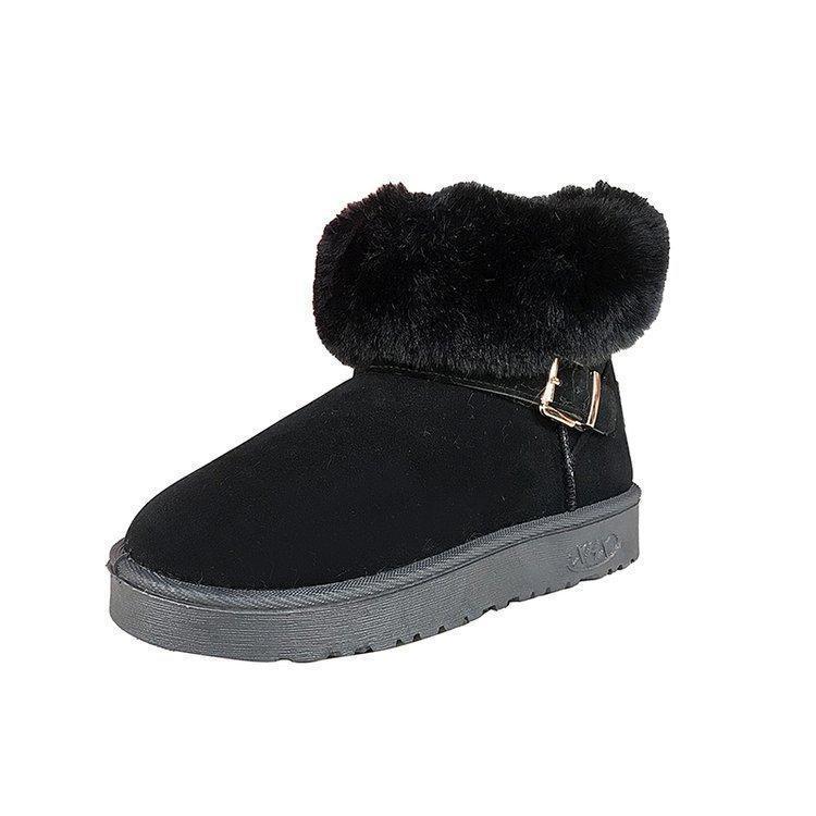 Lovely Plain Thicken Floss Padded Flat Snow Boots