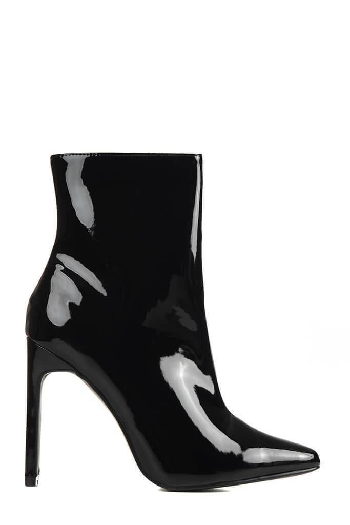 Black Patent Thin Heel Ankle Boots