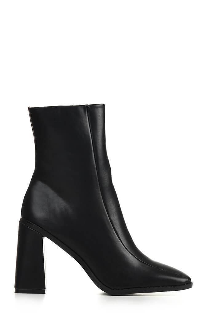 Black Flared Heel Ankle Boots